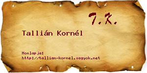 Tallián Kornél névjegykártya