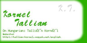 kornel tallian business card